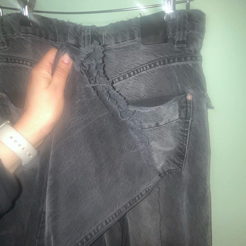 Free People Old West Slouchy Wide Leg Jeans 25 Gray Distressed - Picture 7 of 11